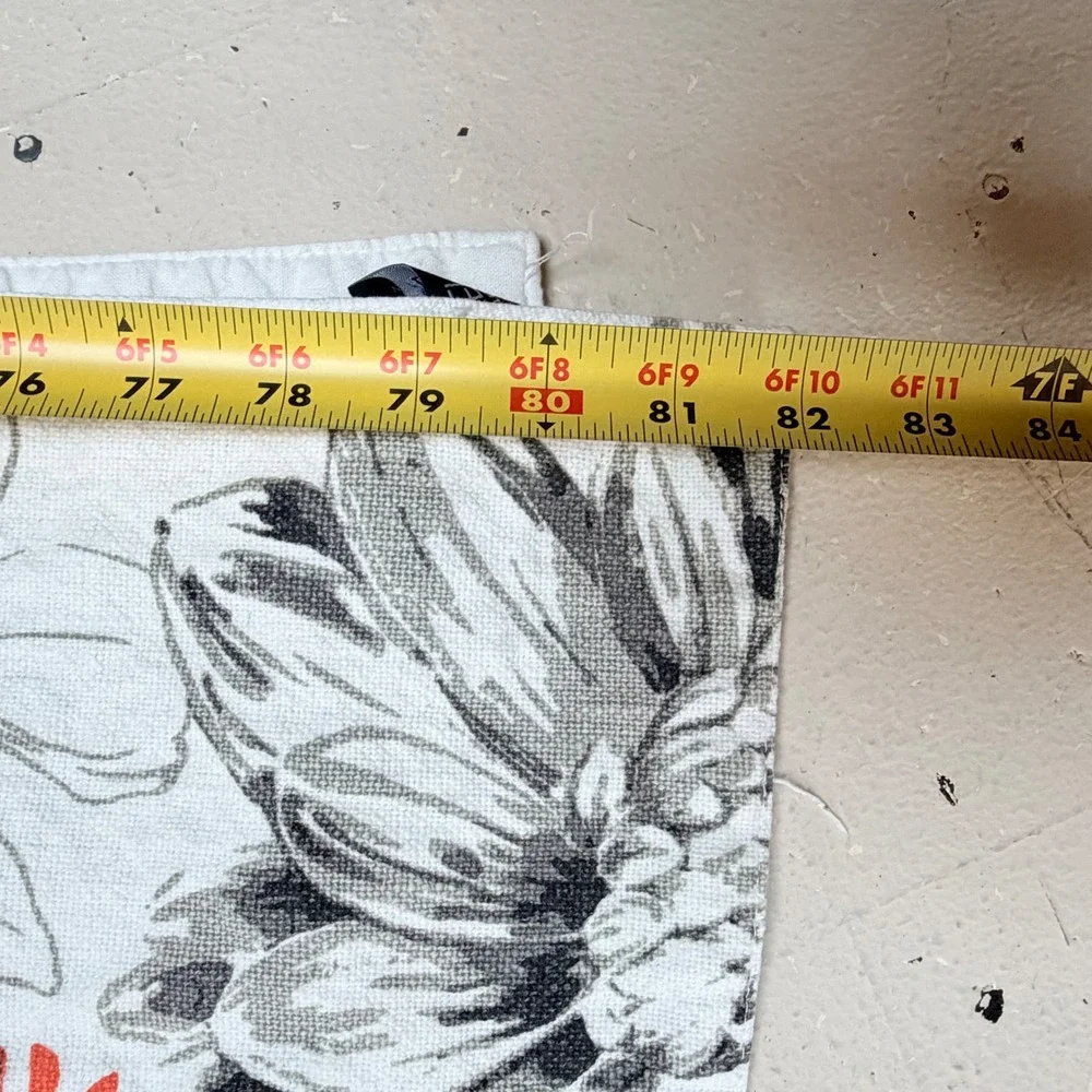 Rachel Zoe White Cotton Floral Table Runner Mustard Orange Grey 82 x 15 Inch